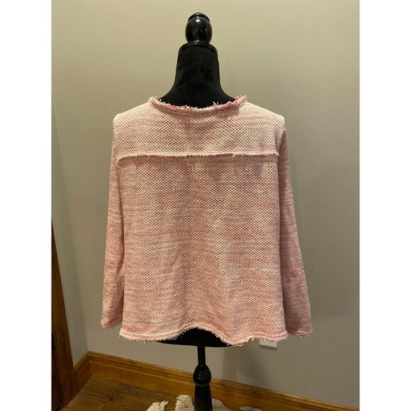 Halogen Red & White Womens Jacket Stylish Distressed with Frayed Edging Sz Large - Picture 3 of 12